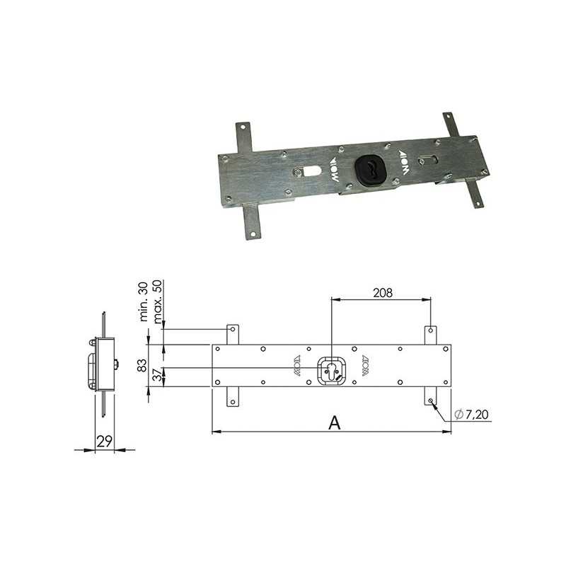 SERRATURA MOIA A FASCIA PER PORTA CANTINA 156C 50CM