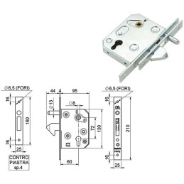 SERRATURA INFILARE A GANCIO COMBI ART.351