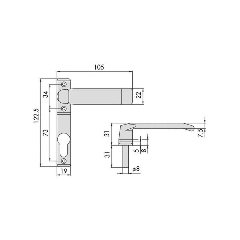 MANIGLIA RIBASSATA CISA ART.6003.00