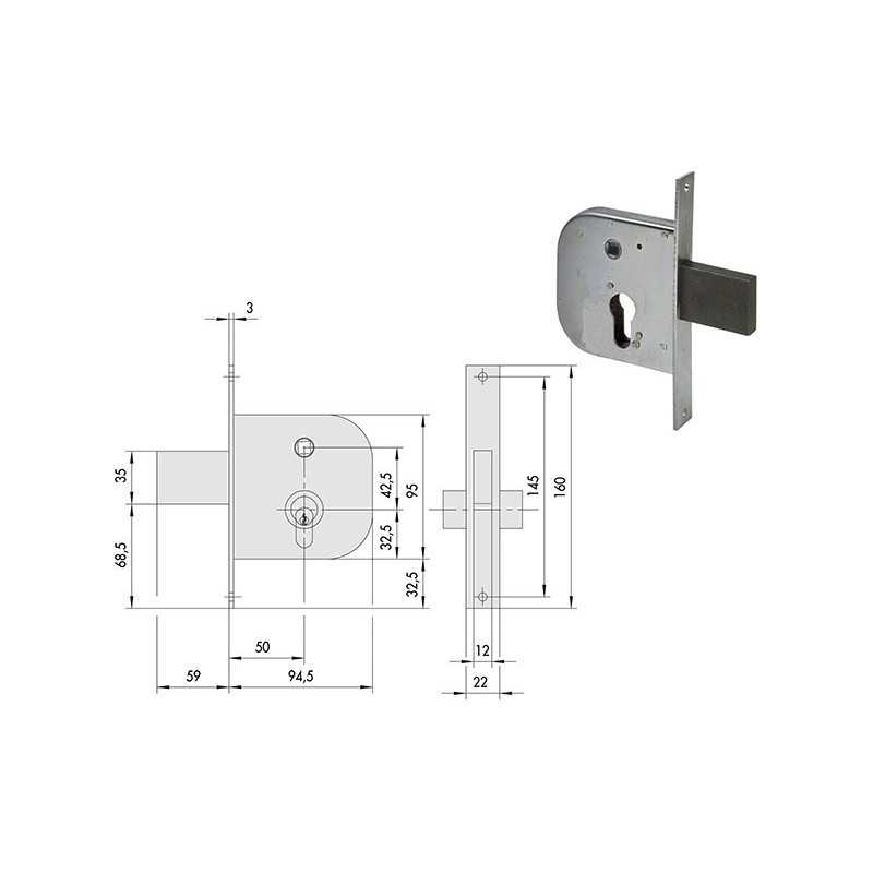 SERRATURA CISA INFILARE PER CANCELLI ART.42312.50