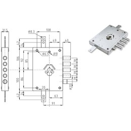 SERRATURA DIERRE TRIPLICE CILINDRO E63 NE42