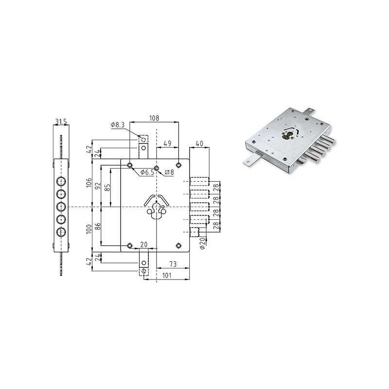 SERRATURA DIERRE TRIPLICE CILINDRO E73 NE427