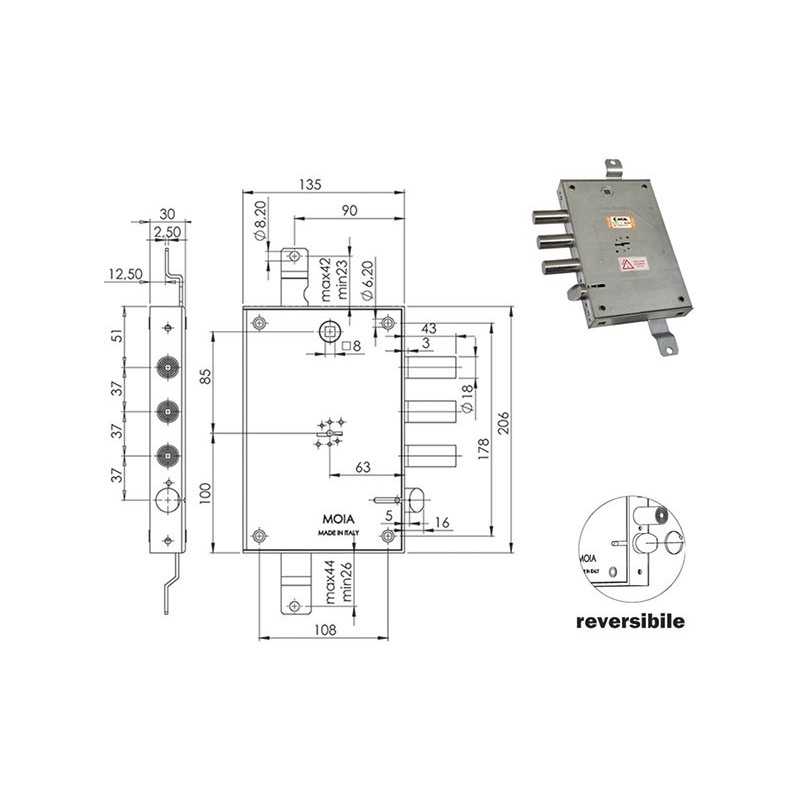 SERRATURE MOIA 614/370 3+S E63