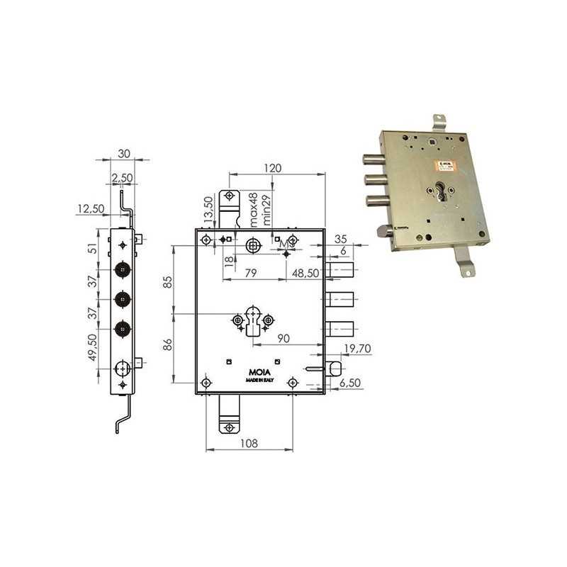 SERRATURE MOIA R654/373 Q 3+S E90