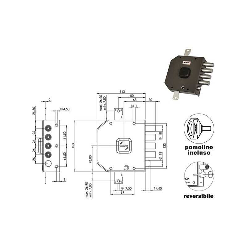 SERRATURE MOIA A414 DM TRIPL 4+S