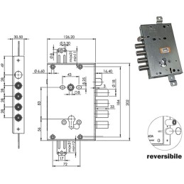 SERRATURE MOIA RCI664/280RFB REVERSIBILE
