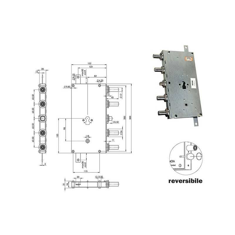 SERRATURE MOIA CI ARIETE 5933/B REVERSIBILE