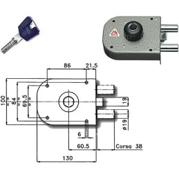 SERRATURA CR APPLICARE CILINDRO TONDO K55 1650