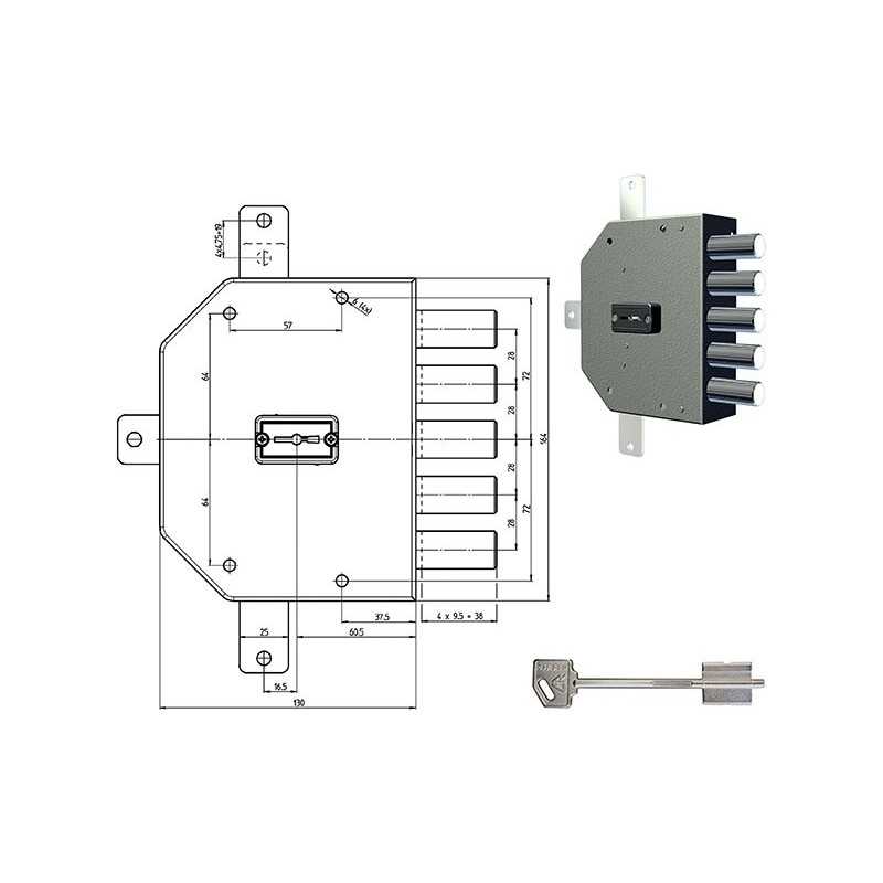 SERRATURE CR APPLICARE QUINTUPLICE 1/2 GIRO DOPPIA MAPPA PLUS