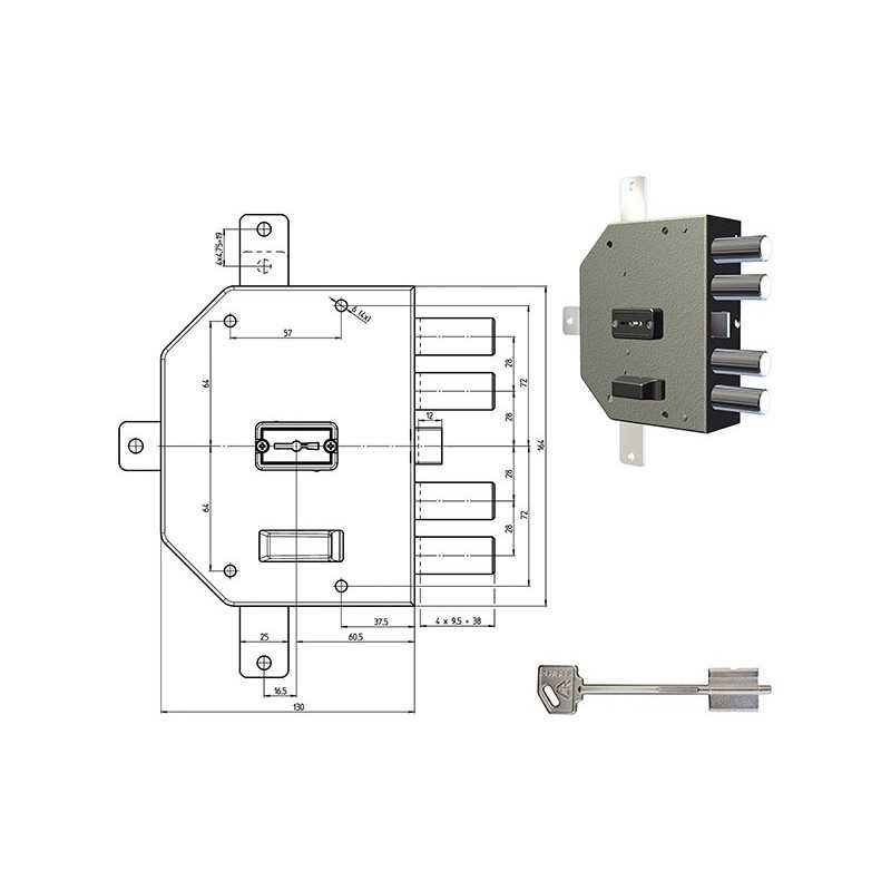 SERRATURE CR APPLICARE QUINTUPLICE 1/2 GIRO DOPPIA MAPPA PLUS
