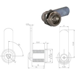 SERRATURE PER MOBILI OMR 160010 CHIAVE TRIANGOLARE