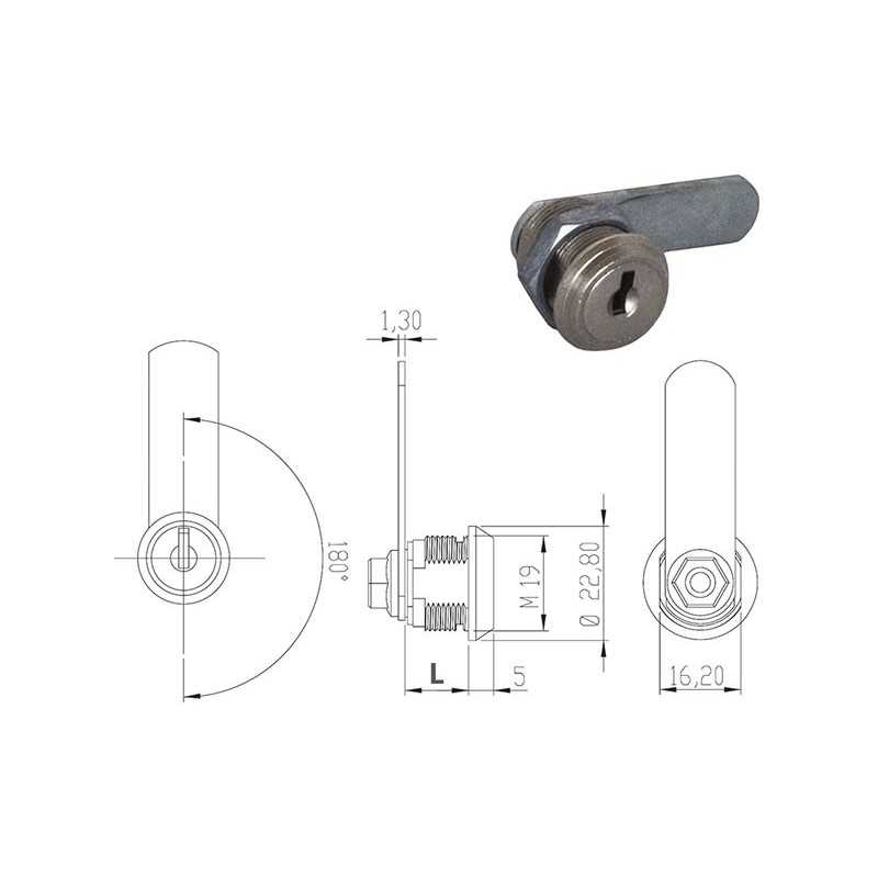 SERRATURE PER MOBILI OMR 180° DIAM.19 UNIVERSALI 163425