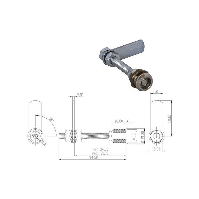 SERRATURE PER MOBILI OMR 160500 CHIAVE TRIANGOLARE