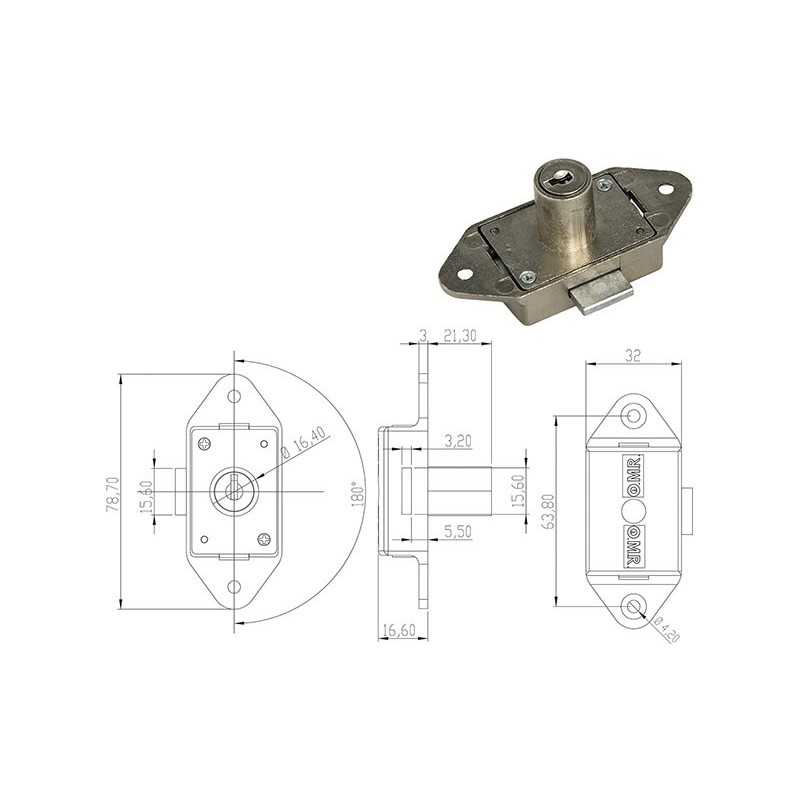 SERRATURE PER MOBILI OMR 240401 3 ASTE ROTANTI