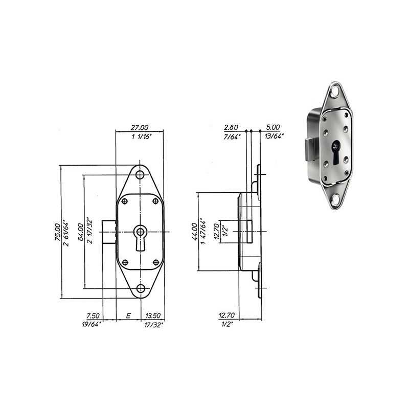 SERRATURE PER MOBILI MERONI-CAS M85 OTTONE