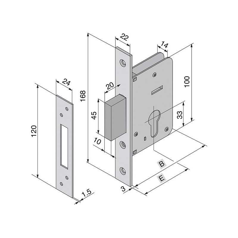 SERRATURE WELKA 020 INFILARE PER LEGNO