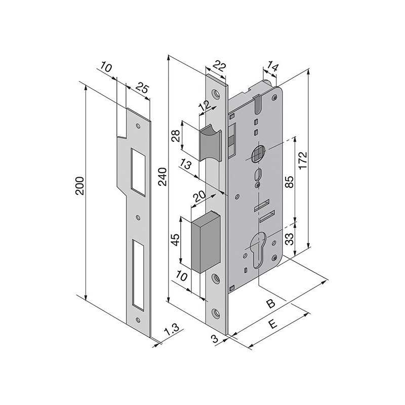 SERRATURE WELKA 015 INFILARE PER LEGNO