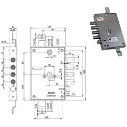 SERRATURE MOIA 664/280DFB REVERSIBILE