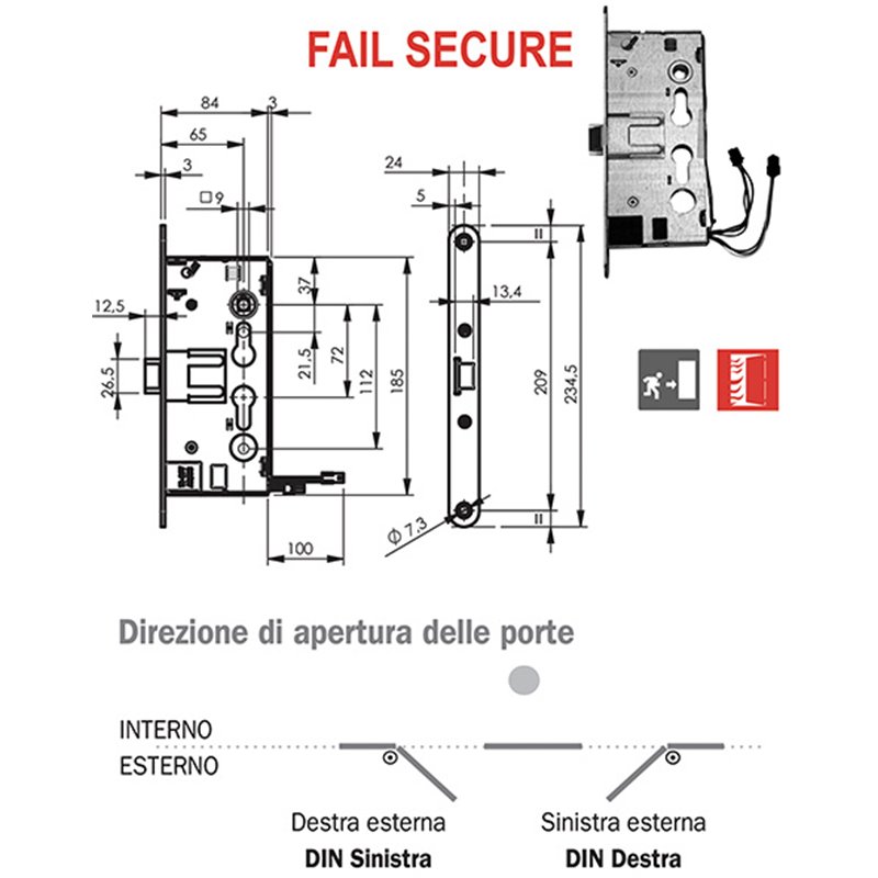 SERRATURE ELETTRONICHE ANTIP. ISEO 214 FAIL SECURE