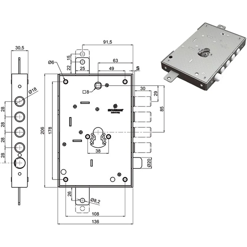 SERRATURE SECUREMME PORTE BLINDATE 2651SCR0328CT2 SERRATURE SECUREMME PORTE BLINDATE 2651SCR0328CT2