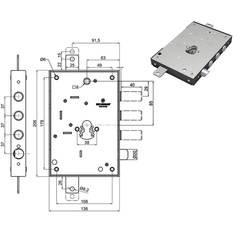 SERRATURE SECUREMME PORTE BLINDATE 2651SCR0337CT2