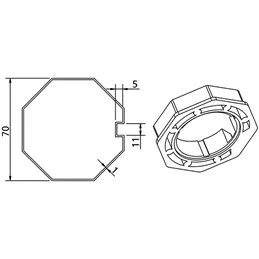 CORONA PVC OTTAGONALE D.70 PER MOTORI V2