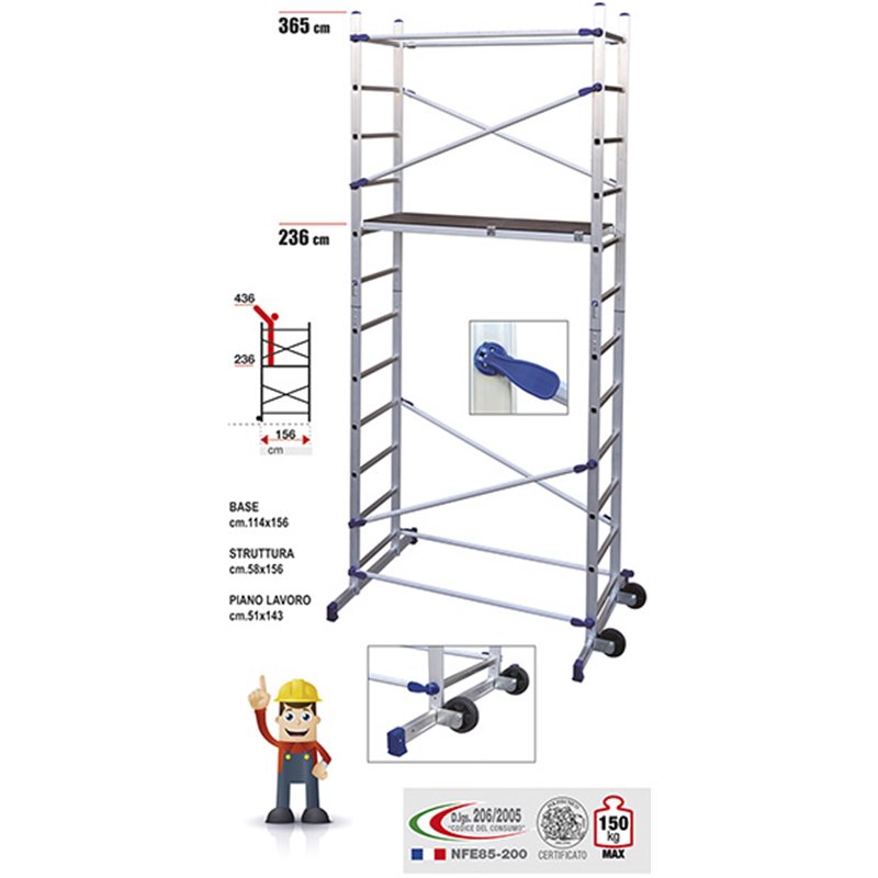 TRABATTELLO ALLUMINIO FACAL PINNA CLIC MT3,65